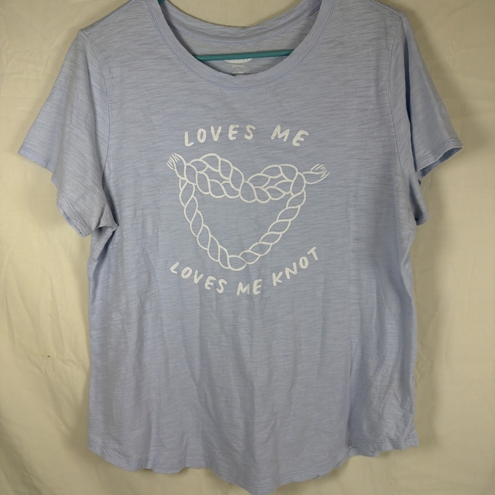 Old Navy Loves Me Loves Me Knot Graphic Tee Blue Women's Casual T-Shirt